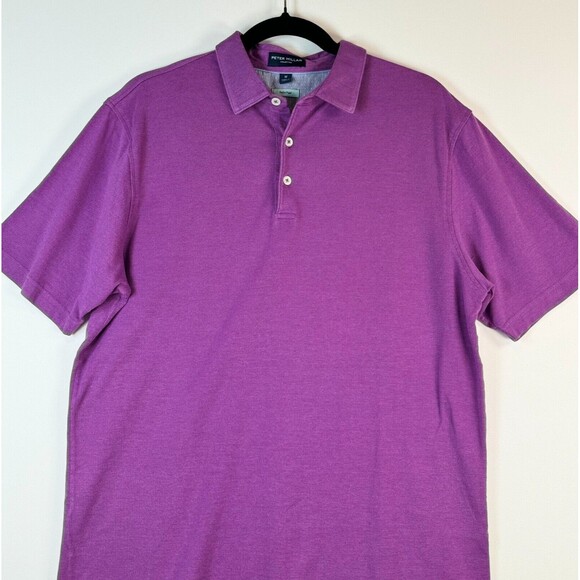 Peter Millar Mens Polo Shirt Purple Perfect Pique Short Sleeve Stretch Medium - Picture 6 of 8